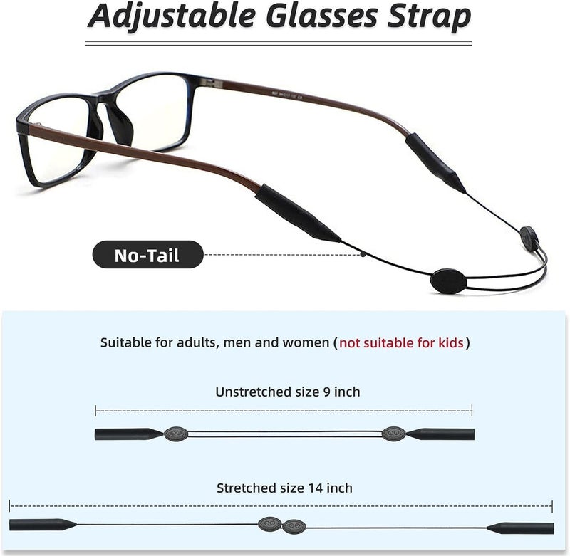 Feora9X Adjustable Eyeglass Strap With Ear Support, Sunglass Lanyard Neck Cord Retainer, Anti-slip Specs Holder for Glasses - Image 2