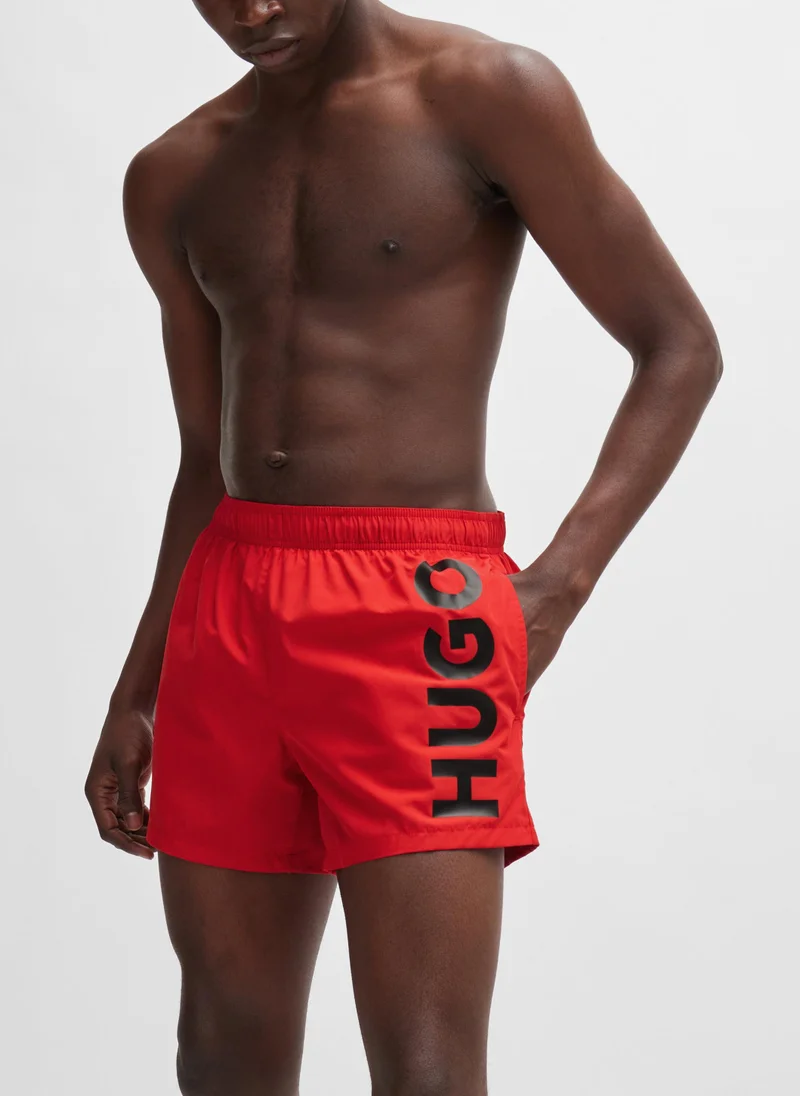 HUGO Quick-dry swim shorts with vertical logo print