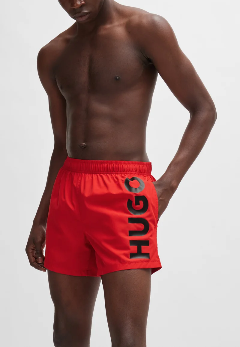 HUGO Open Pink Swim shorts with vertical logo print for Men | Best Price UAE