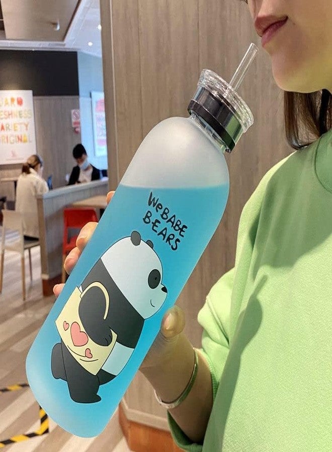Tmisham Store زجاجة مياه رياضية محمولة من متجر تميشام، مصنوعة من البلاستيك، بتصميم دب لطيف، مع شفاطة، هدية مثالية للبنات | للشرب | للمطبخ، غرفة الطعام، والبار | حاويات المشروبات والترمس | [1000 مل] (قطعة واحدة) - Image 2