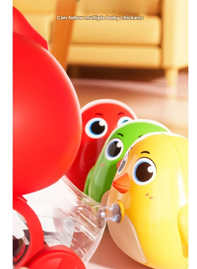 Exotic Wind-Up Mama Chicken Toy with 3 Chicks – Clockwork Spring Toy with Magnetic Adsorption & Wobble Motion - Image 2