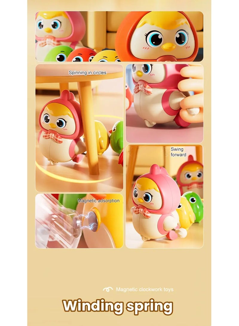 Exotic Wind-Up Mama Chicken Toy with 3 Chicks – Clockwork Spring Toy with Magnetic Adsorption & Wobble Motion - Image 4