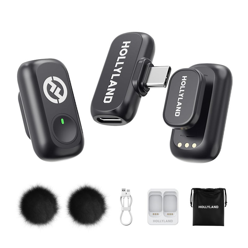 Hollyland ميكروفون صغير لاسلكي مغناطيسي: ميكروفون لارك A1 ميني ديو اللاسلكي لهواتف iPhone15/16/iPad/أندرويد مع إلغاء الضوضاء 3 مستويات، 200م نقل لمحتوى بودكاست يوتيوب وفلوغ - Image 1