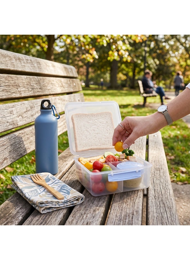 Eazy Kids All in One Lunch & Sandwich Box with Food Jar 1780ml – Leakproof 4-Compartment Lunch Box for Kids, Grey - Image 2