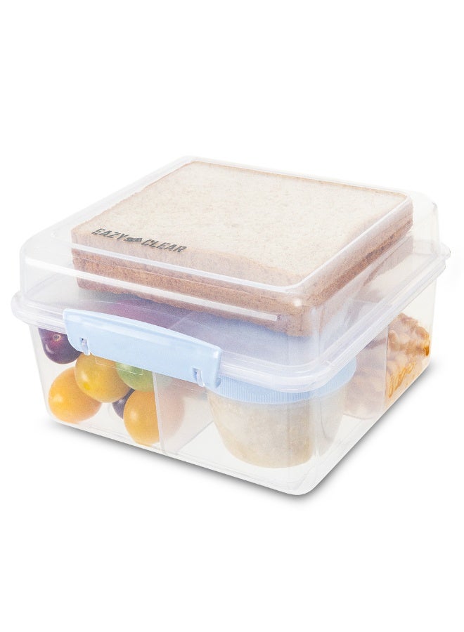 Eazy Kids All in One Lunch & Sandwich Box with Food Jar 1780ml – Leakproof 4-Compartment Lunch Box for Kids, Grey - Image 5