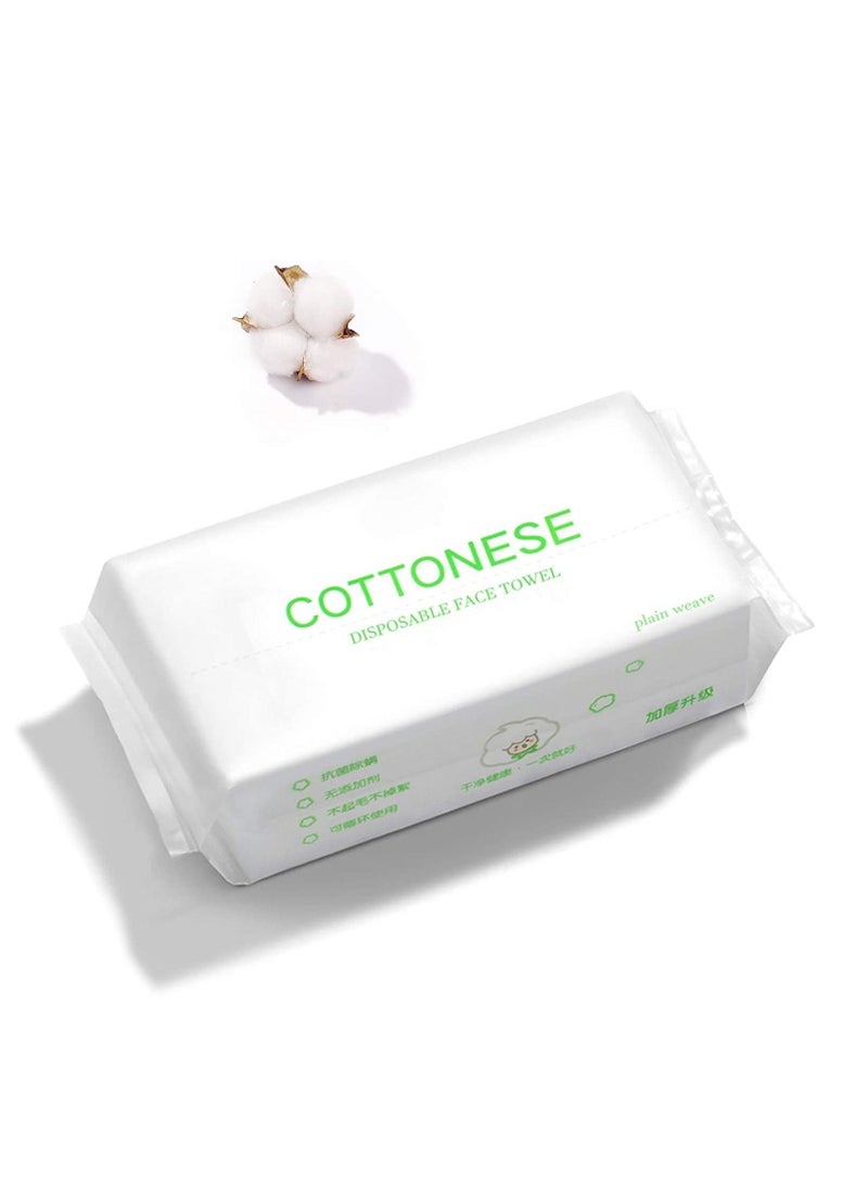 Disposable Face Towel, 100 Counts Facial Cotton Tissue Pure Cotton Dry Wipes Soft Makeup Remover Towel for Sensitive Skin Portable Face Wipesbaby Wipesfacial Wipes Cleansing Wipesremovable - Image 1