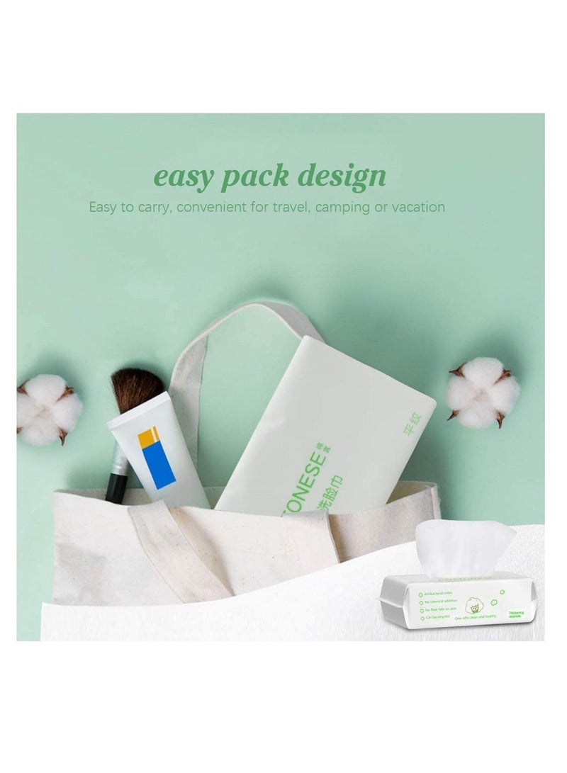 Disposable Face Towel, 100 Counts Facial Cotton Tissue Pure Cotton Dry Wipes Soft Makeup Remover Towel for Sensitive Skin Portable Face Wipesbaby Wipesfacial Wipes Cleansing Wipesremovable - Image 2