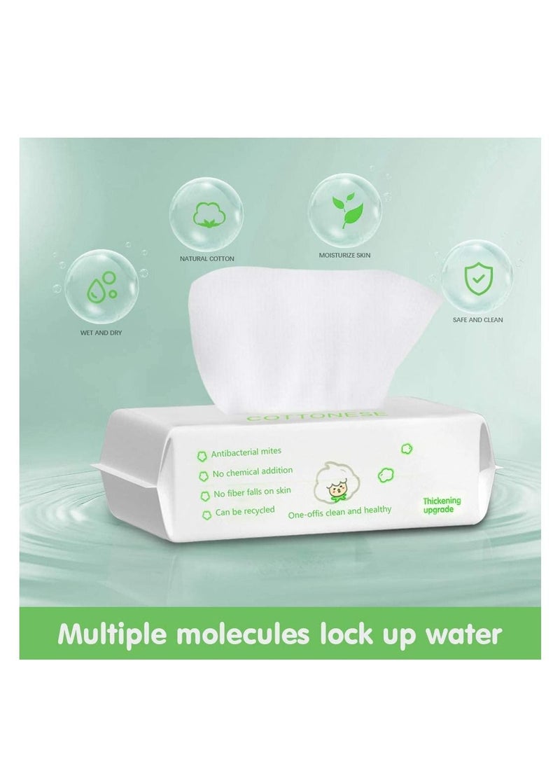 Disposable Face Towel, 100 Counts Facial Cotton Tissue Pure Cotton Dry Wipes Soft Makeup Remover Towel for Sensitive Skin Portable Face Wipesbaby Wipesfacial Wipes Cleansing Wipesremovable - Image 3