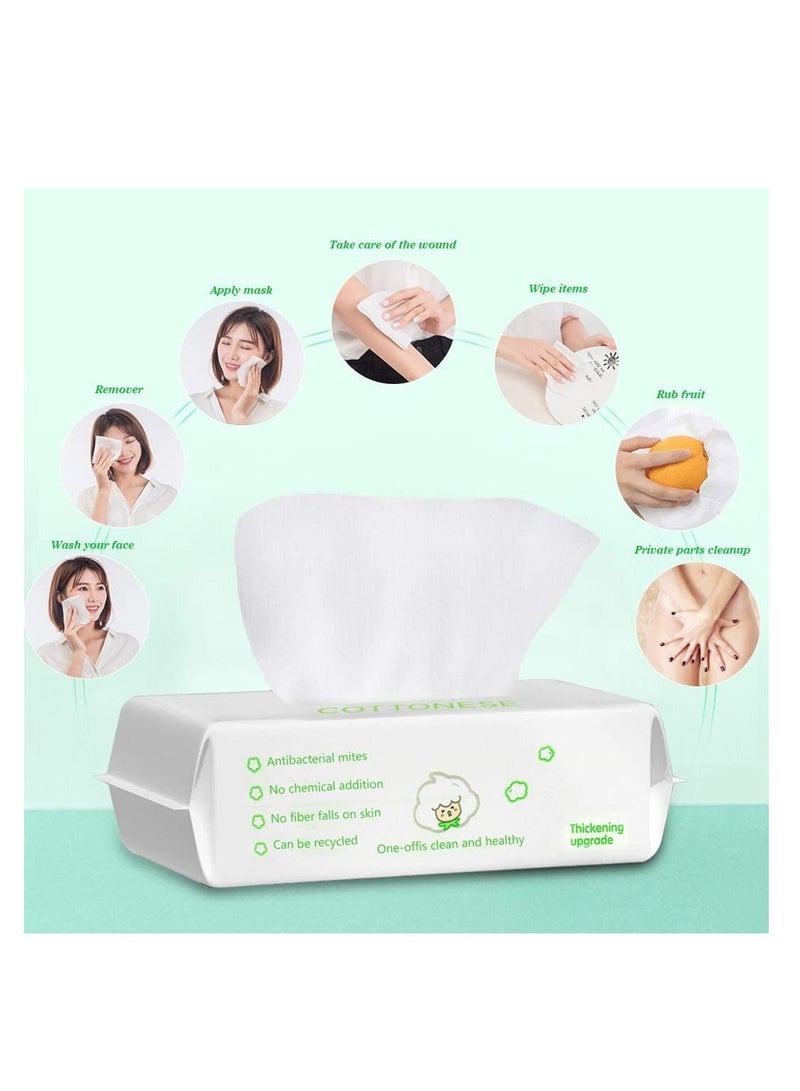 Disposable Face Towel, 100 Counts Facial Cotton Tissue Pure Cotton Dry Wipes Soft Makeup Remover Towel for Sensitive Skin Portable Face Wipesbaby Wipesfacial Wipes Cleansing Wipesremovable - Image 4