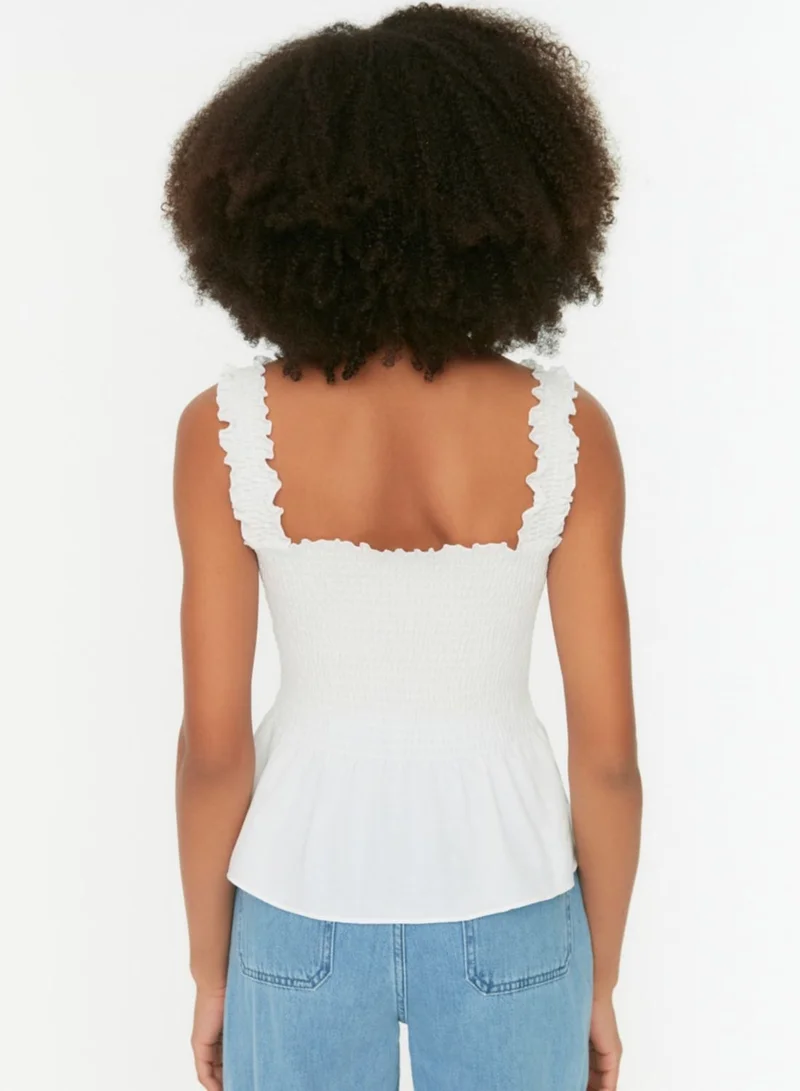 ترينديول Ruffle Hem Shirred Top