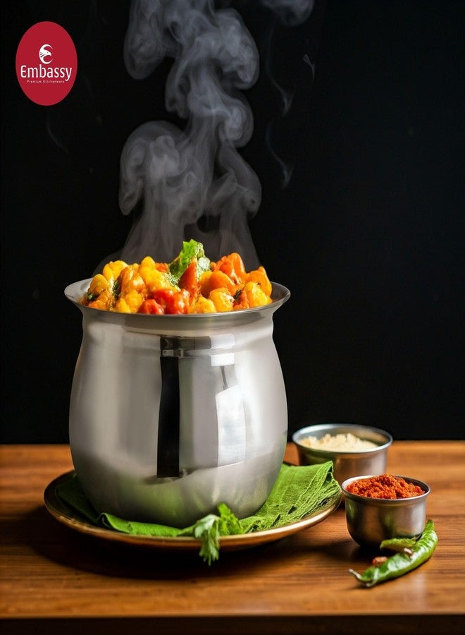 Embassy Stainless Steel French Madrasi Handi/Cooking Pot with Lid | 850 ml | Size 2 | Induction Friendly | Biryani Pot | Handi for Cooking Biryani, Curries, Sambar, Stews - Image 4