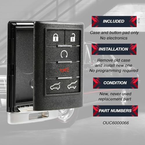 USARemote Key Fob Keyless Entry Smart Remote Shell Case & Pad fits Cadillac 2007-2014 Escalade - Image 4