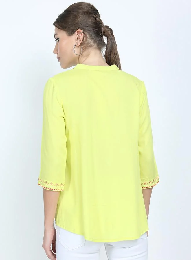 Vishudh Vishudh Women Yellow Embroidered Floral Top