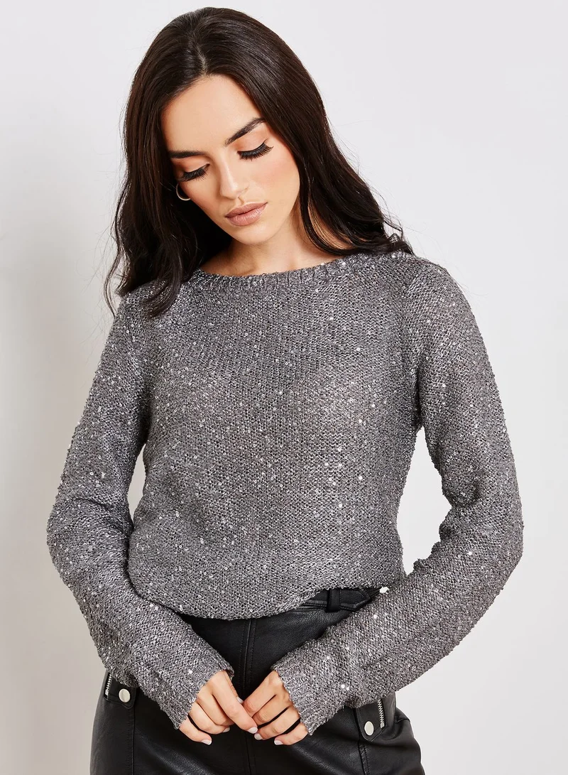 VERO MODA Sequin Split Back Top