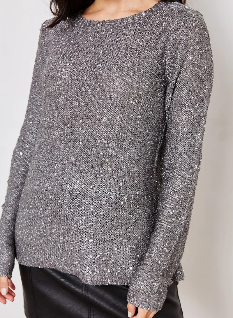 VERO MODA Sequin Split Back Top
