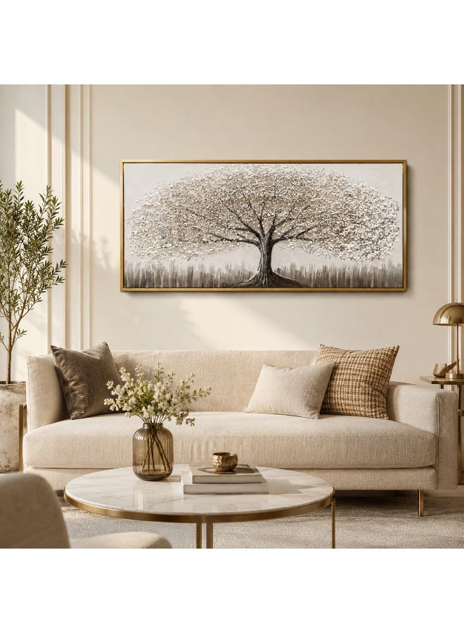 Large Tree Wall Art 120x60cm, Luxury 3D Textured Wall Decor with Gold Frame, Modern Landscape Painting for Living Room, Office, Hotel &  Villa - Image 2