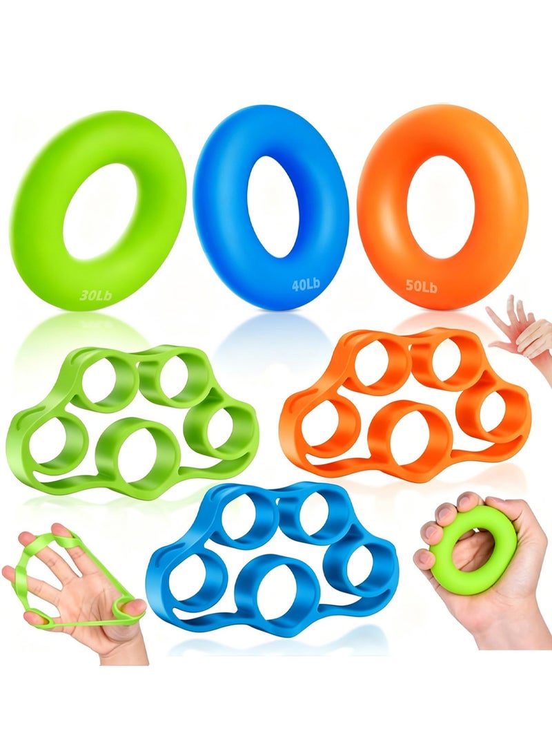Bincoo 6-Piece Hand Grip Strength Trainer, Stress Relief for Adults and Kids, Finger Exerciser, Wrist Rehab Therapy Hand Grip Equipment Ball Squishy Finger Resistance Exercise Squeezer, Relieve Wrist Pain, Carpal Tunnel, Arthritis, Guitarists & More - Image 1