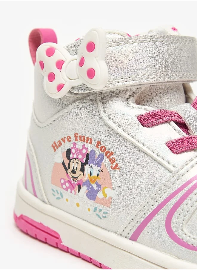 ديزني Minnie Mouse and Daisy Duck Print Sneakers with Hook and Loop Closure