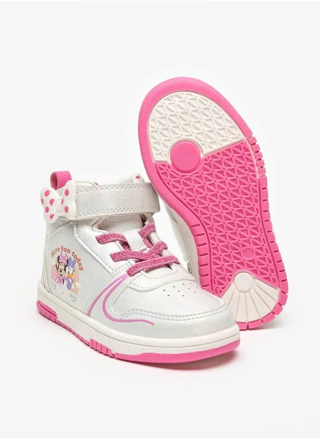 ديزني Minnie Mouse and Daisy Duck Print Sneakers with Hook and Loop Closure
