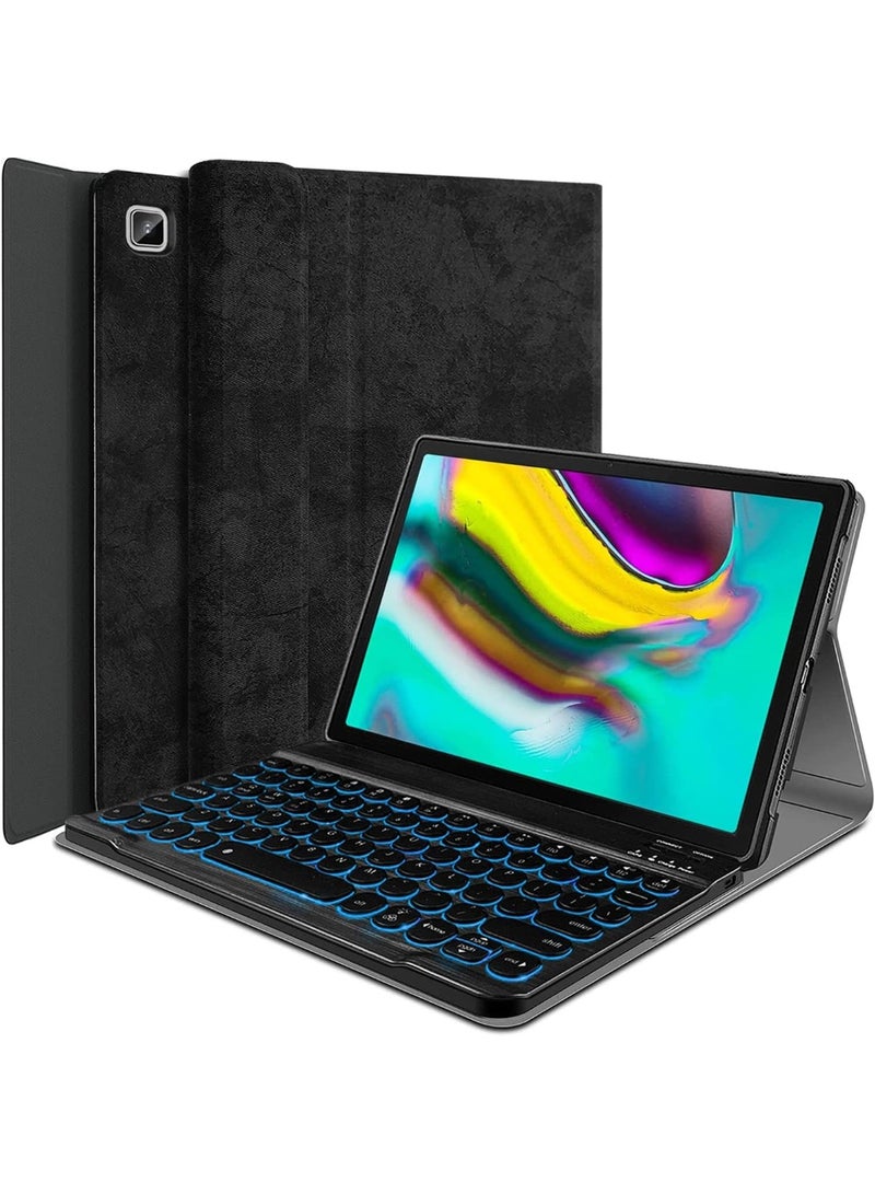 نيو حافظة لوحة مفاتيح لجهاز Samsung Galaxy Tab S5e مقاس 10.5 بوصة (2019) - غطاء نحيف من جلد البولي يوريثان مع لوحة مفاتيح بلوتوث قابلة للفصل، وحامل متعدد المشاهدات، وخاصية السكون/التنشيط التلقائي، وحماية كاملة - متوافق مع أجهزة T720/T725/T727 - Image 1