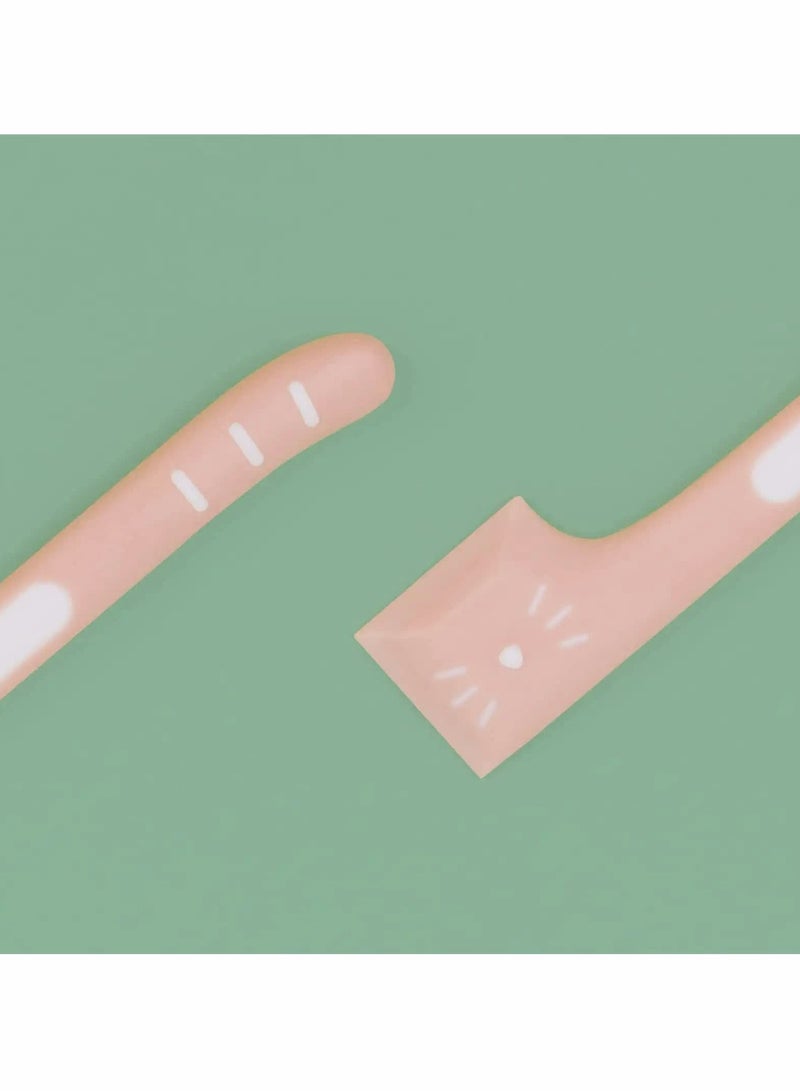 Excefore طقم أغطية وملعقات علب الطعام للكلاب والقطط، أغطية على شكل قطة لطيفة مع ملاعق بزاوية صحيحة، تناسب 1 ل 3 أحجام من أغطية علب طعام الحيوانات الأليفة، أخضر وزهري، 2 حزمة - Image 4