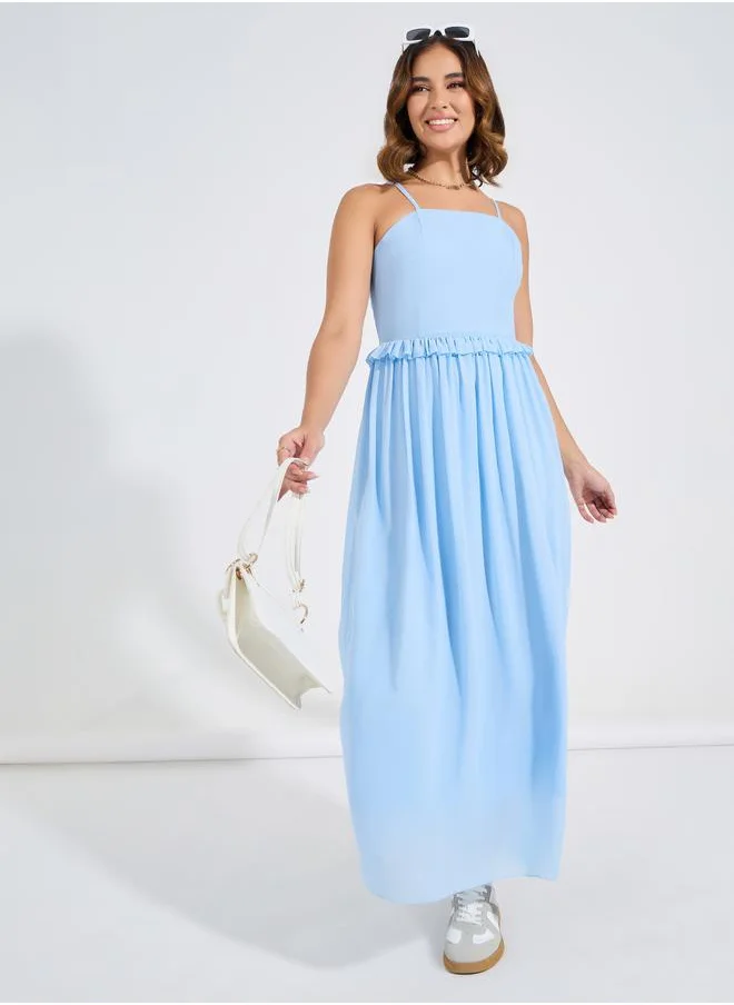 Styli Strappy Maxi Dress with Ruffle Detail