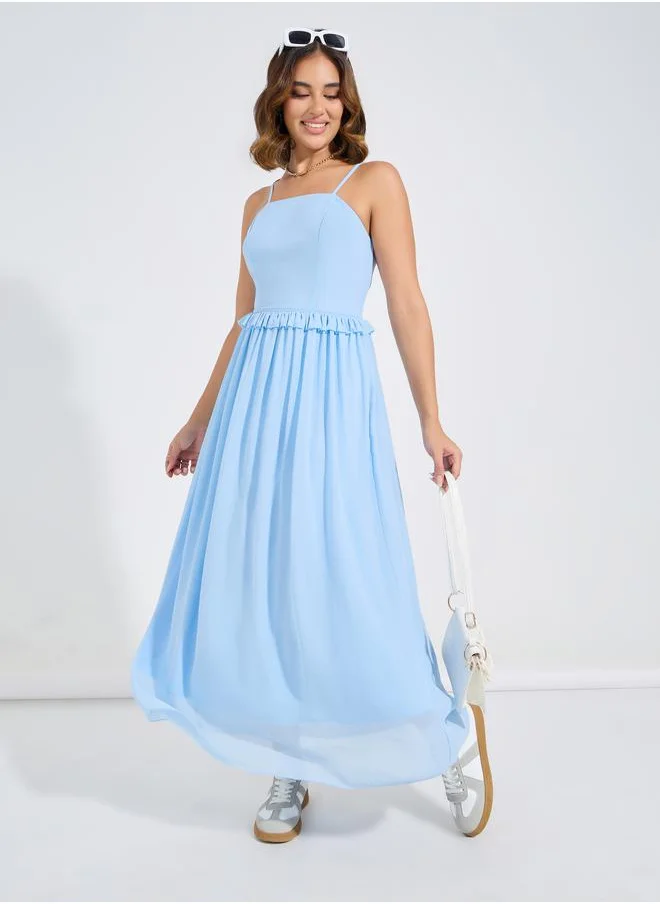 Styli Strappy Maxi Dress with Ruffle Detail