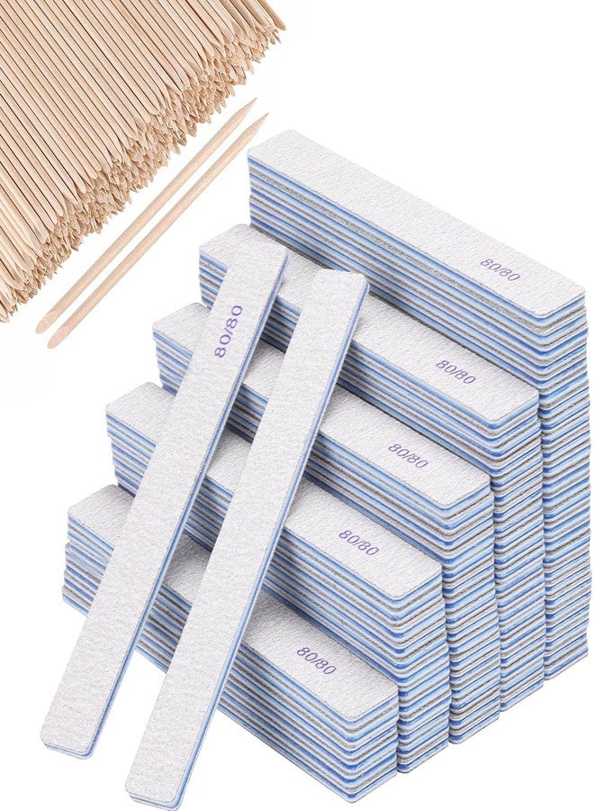 Tecbeauty 350pcs 80/80 Grit Nail Files Set, Manicures Pedicures Nails Emery Boards File Professional Nail Art Tools for Home,Salon,Clients,Strong, 2 Sided - Image 1