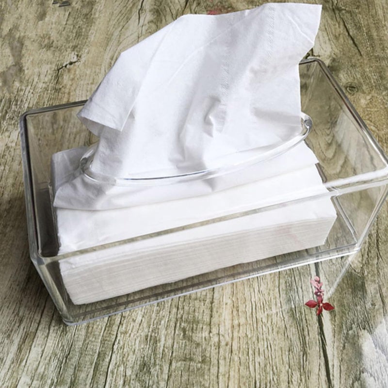 Acrylic Rectangular Tissue Box Holder For Home Bathroom And Desktop Organizer - Image 5
