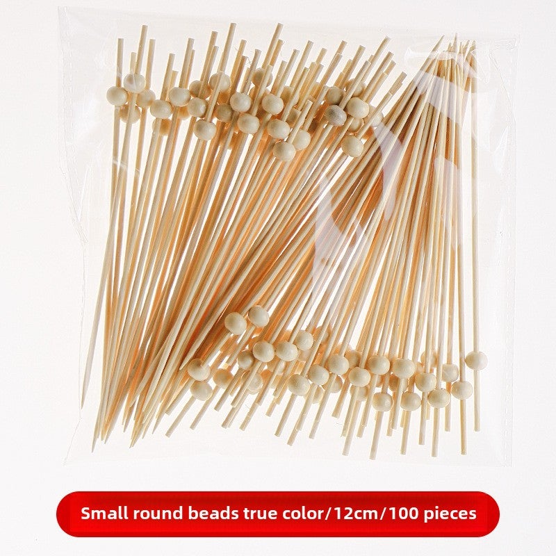 Bamboo Fruit Skewers Artistic Picks Cocktail Sticks Natural beads