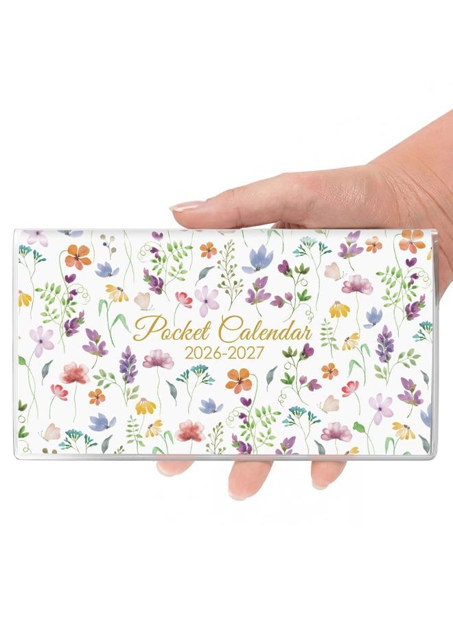 Skydue Pocket Calendar 2026-2027 for Purse, 2026-2027 Pocket Planner 24 Months with Soft Waterproof Cover and Premium Paper, 6.5" x 3.5", Bloom - Image 1