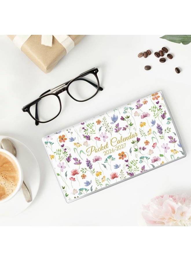 Skydue Pocket Calendar 2026-2027 for Purse, 2026-2027 Pocket Planner 24 Months with Soft Waterproof Cover and Premium Paper, 6.5" x 3.5", Bloom - Image 2
