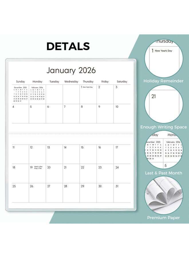 Skydue Pocket Calendar 2026-2027 for Purse, 2026-2027 Pocket Planner 24 Months with Soft Waterproof Cover and Premium Paper, 6.5" x 3.5", Bloom - Image 4