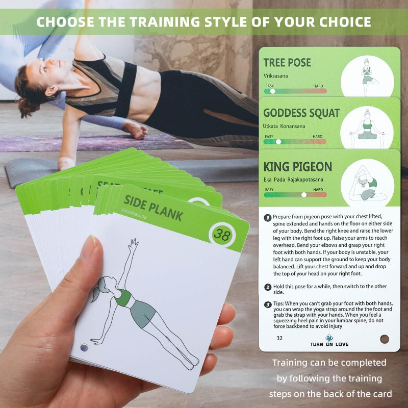 TurnOnLove Yoga Exercise Cards-Yoga Poses Poster Workout Cards for Women, Yoga Stuff Set of 70 Flash Cards for Home & Gym - Image 2