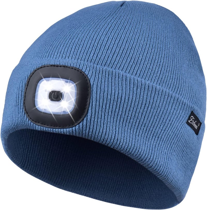 Etsfmoa Store Unisex Beanie with The Light Gifts for Men Dad Father USB Rechargeable Caps - Image 1