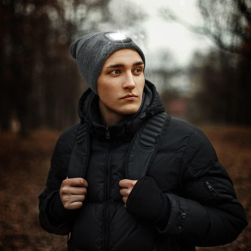 Etsfmoa Store Unisex Beanie with The Light Gifts for Men Dad Father USB Rechargeable Caps - Image 5