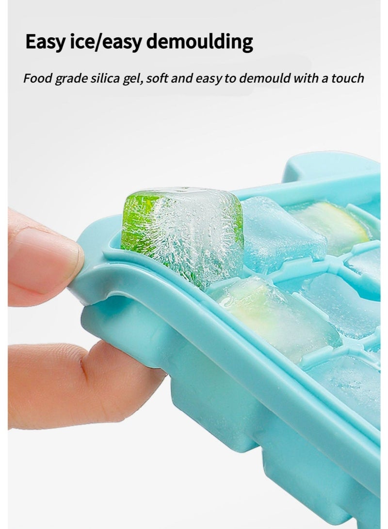 Baraka Reusable 36-Compartment Square Ice Cube Tray, Silicone Ice Cube Mold, Stackable, Leak-Proof Lid, For Making Ice Cubes, Suitable For Freezing Drinks. Available In Green, Pink, And Blue Sets. - Image 3