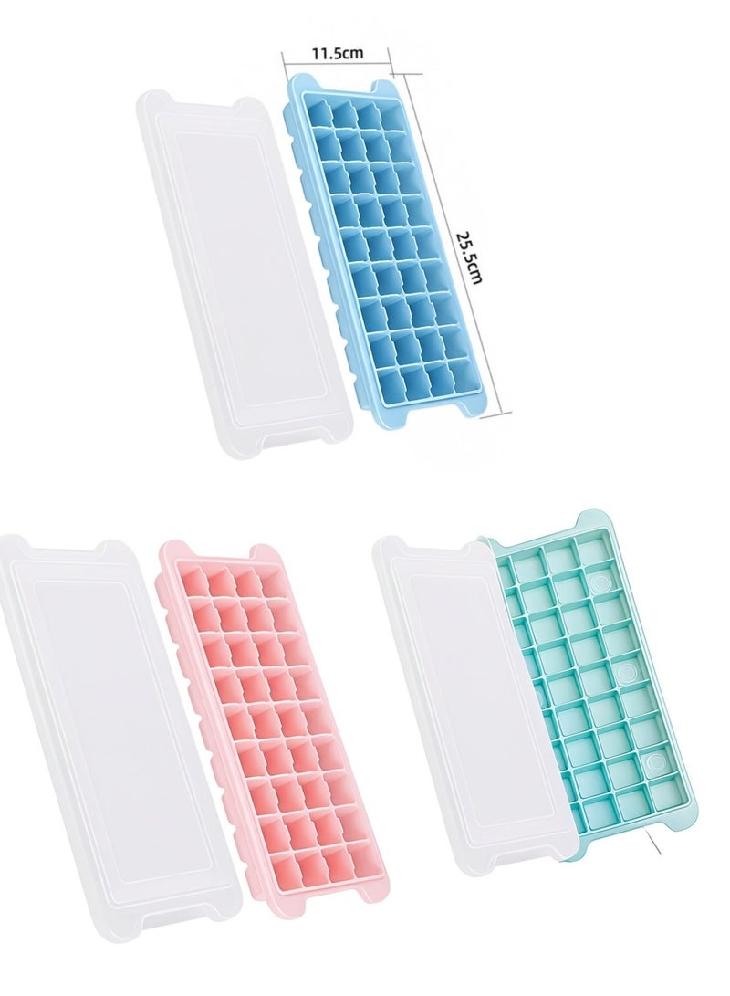 Baraka Reusable 36-Compartment Square Ice Cube Tray, Silicone Ice Cube Mold, Stackable, Leak-Proof Lid, For Making Ice Cubes, Suitable For Freezing Drinks. Available In Green, Pink, And Blue Sets. - Image 4
