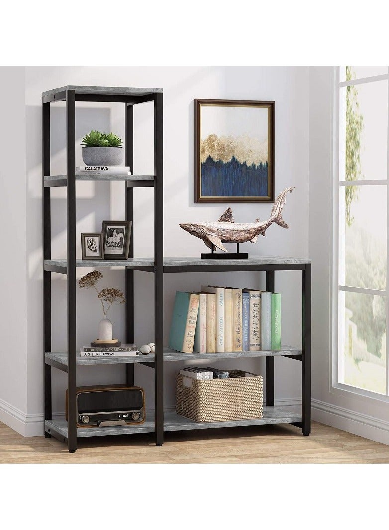 Home Gallery Ladder Corner Bookshelves 8 Shelves 100x145x40 Gray - Image 1