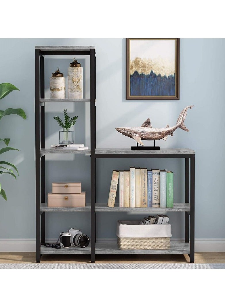 Home Gallery Ladder Corner Bookshelves 8 Shelves 100x145x40 Gray - Image 3
