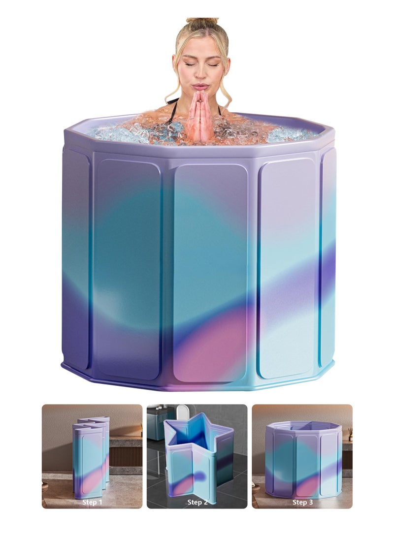 WALALLA Large Capacity Hot & Cold Therapy Tub Portable Foldable Soaking Bathtub with Thick Insulation for Home Shower/Outdoor Use, Quick Muscle Recovery, No Setup (Aurora violet 70*66cm) - Image 1