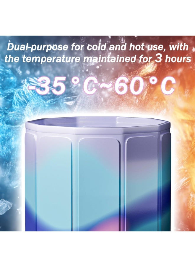 WALALLA Large Capacity Hot & Cold Therapy Tub Portable Foldable Soaking Bathtub with Thick Insulation for Home Shower/Outdoor Use, Quick Muscle Recovery, No Setup (Aurora violet 70*66cm) - Image 3