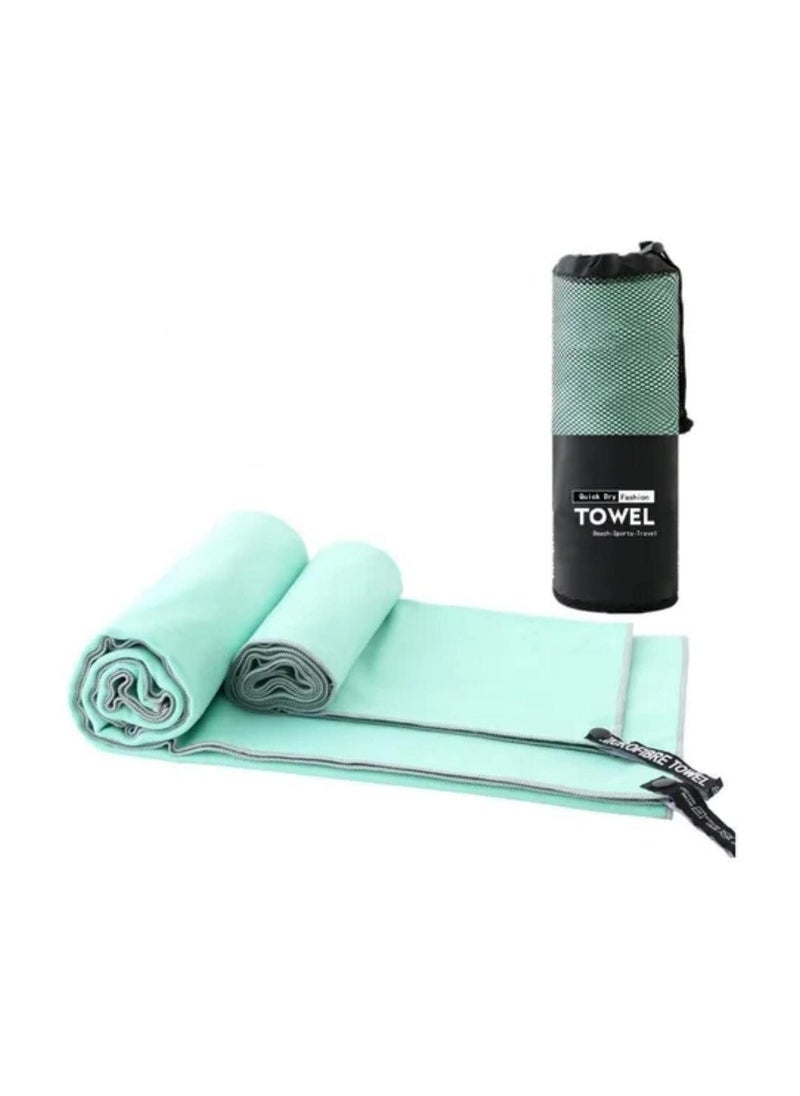 SpireHues - SpireHues Microfiber Travel Gym Yoga Towels Fast Drying Compact Beach Towel Light Weight Camping Towels Large Bath Sheet, 2 Packs (40 * 80cm+76 * 152cm), Green - Image 1