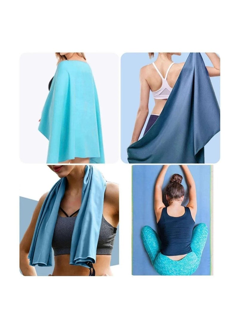 SpireHues - SpireHues Microfiber Travel Gym Yoga Towels Fast Drying Compact Beach Towel Light Weight Camping Towels Large Bath Sheet, 2 Packs (40 * 80cm+76 * 152cm), Green - Image 1