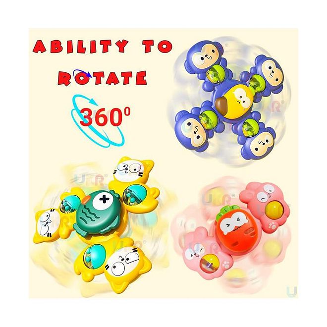 UKR Spinner Set Suction Cup Baby Rattle, Strong Suction, Educational Fun, Versatile Use, 0 Month+, Multicolor - 3 Pieces - Image 3