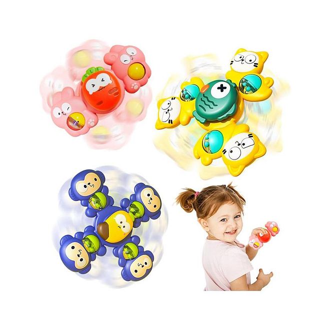 UKR Spinner Set Suction Cup Baby Rattle, Strong Suction, Educational Fun, Versatile Use, 0 Month+, Multicolor - 3 Pieces - Image 5