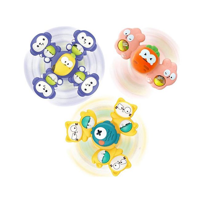 UKR Spinner Set Suction Cup Baby Rattle, Strong Suction, Educational Fun, Versatile Use, 0 Month+, Multicolor - 3 Pieces - Image 1