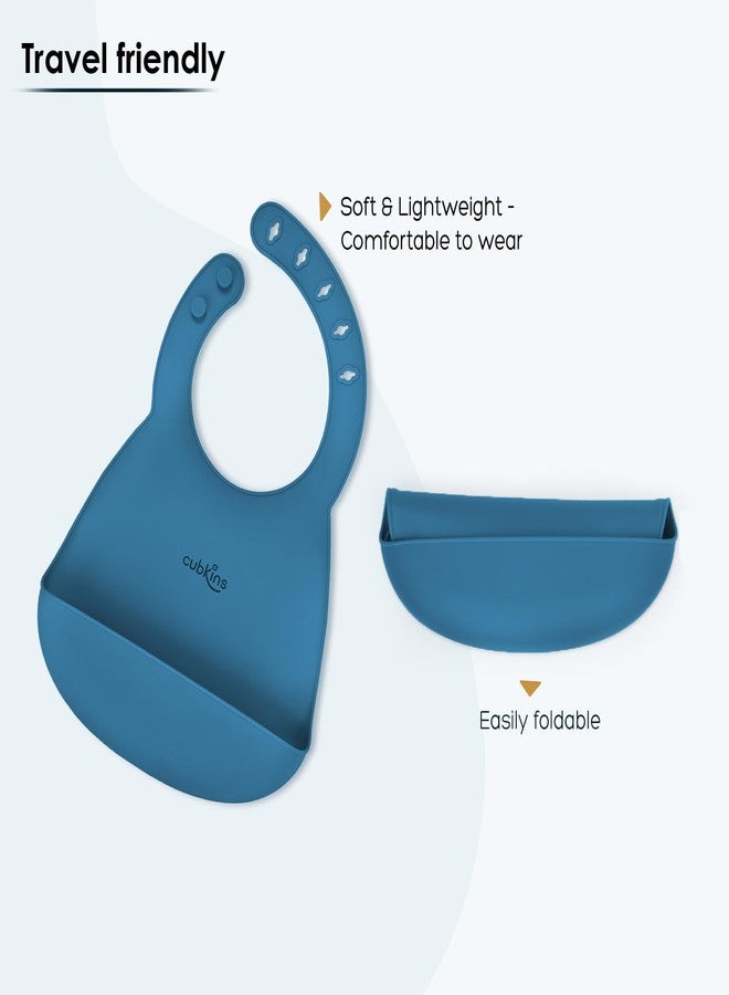 Cubkins Silicone Suction Plate, Bib with Early Feeding Bendable Spoon Set of 3 for Babies & Toddlers | BPA Free, Washable & Reusable Feeding Set for Kids, Toddlers (Blue Olive) - Image 5