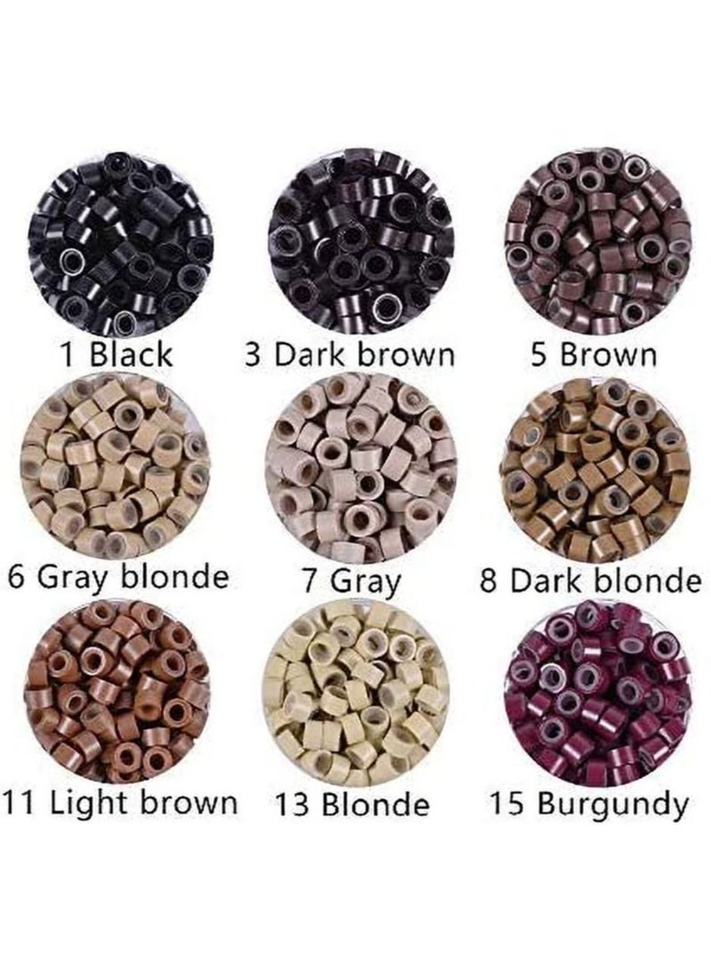 إستيل وصلات صغيرة مبطنة بالسيليكون وصلات خرز وصلات شعر وصلات شعر 5.0x3.0x3.0 ملم خرز شعر أشقر رمادي - Image 2