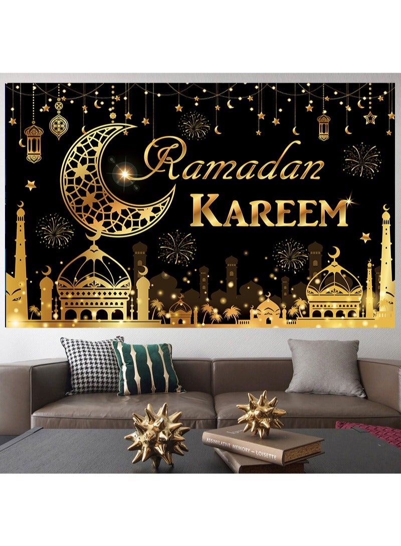 Aikanbo amadan Mubarak Eid Mubarak Party Decorations,Ramadan Party Backdrop Ramadan Party Decoration Banner,Islamic Hanging Banner for Indoor and Outdoor - Image 3